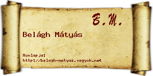 Belágh Mátyás névjegykártya